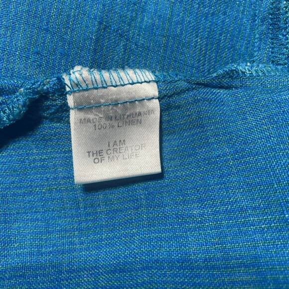 Flax linen dress size small medium blue maxi high low - Picture 9 of 10